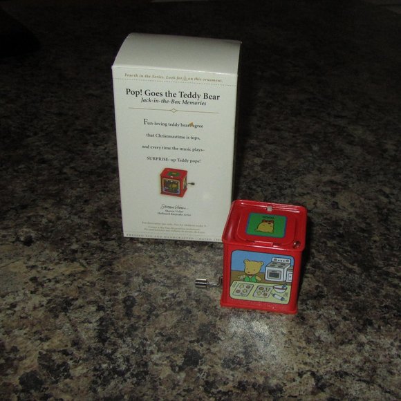 Pop! Goes The Teddy Bear Ornament/Jack in the Box - Picture 5 of 7